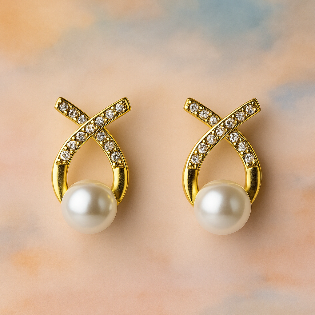 Gold Plated Pearl Stud Earrings